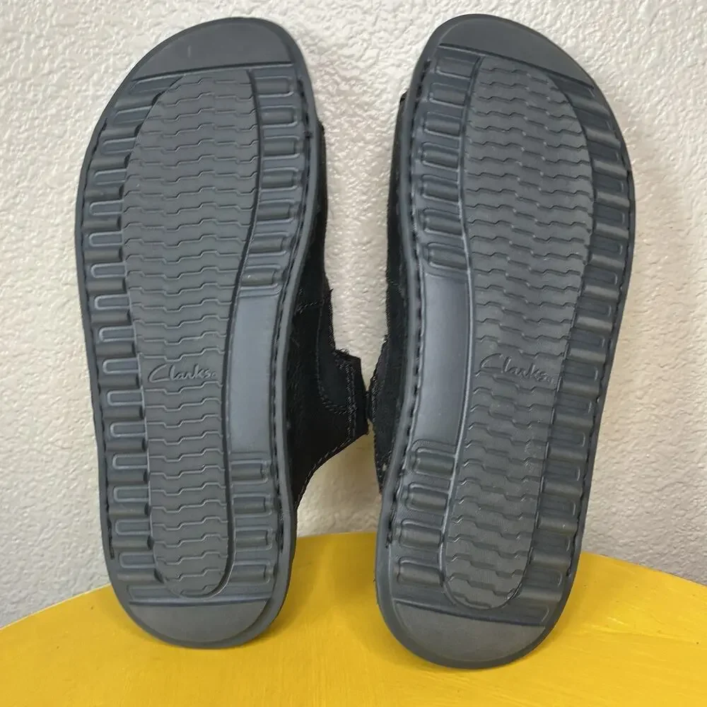 Clarks Crestview Men’s Size 8.5 Leather Extreme Comfort Black Easy Slide Sandals